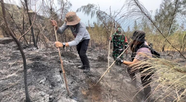 Penanggulangan Karhutla Kapolres Pasuruan Pimpin Pemadaman Api di Area Gunung Welirang