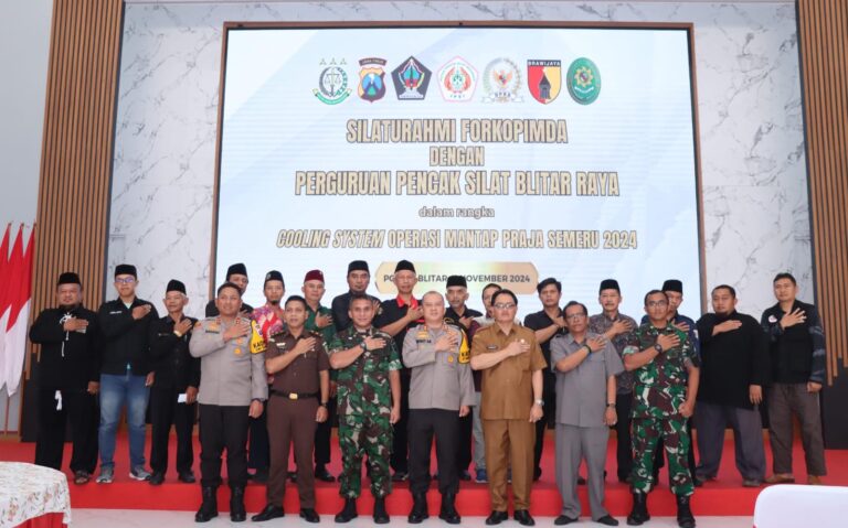 Polres Blitar Bersama Forkompimda dan Perguruan Pencak Silat Blitar Raya Gelar Silaturahmi Cooling System Pilkada