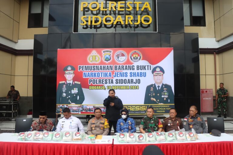 Polresta Sidoarjo Musnahkan Barang Bukti Narkoba Senilai Rp 30 Miliar