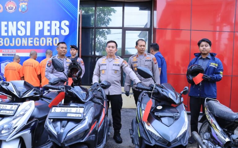Polres Bojonegoro Berhasil Ungkap Sindikat Curanmor, Lima Tersangka Diamankan