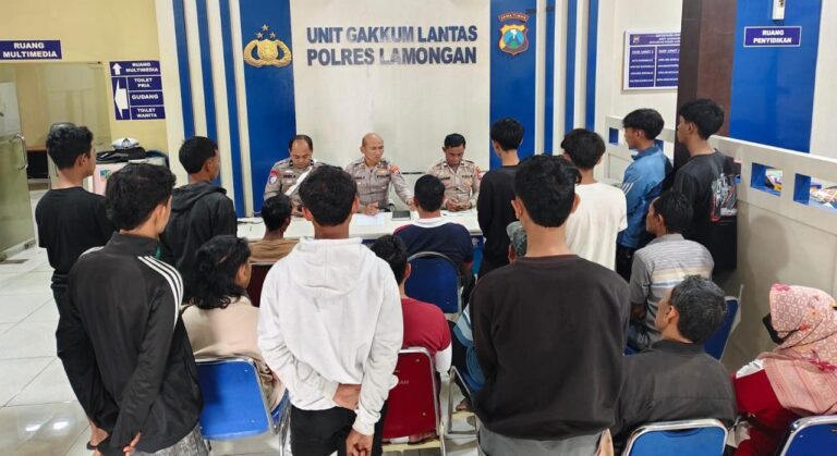 Operasi Zebra Semeru Polres Lamongan Amankan 9 Remaja dan 3 Motor Balap Liar