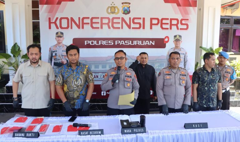 Polres Pasuruan Amankan 5 Tersangka Kasus Tambang Andesit Ilegal di Purwosari