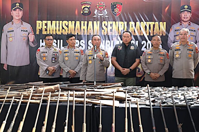 Berantas Senpi Ilegal, Polda Sumsel Musnahkan Ratusan Senjata Api Hasil Ops Senpi Musi 2026