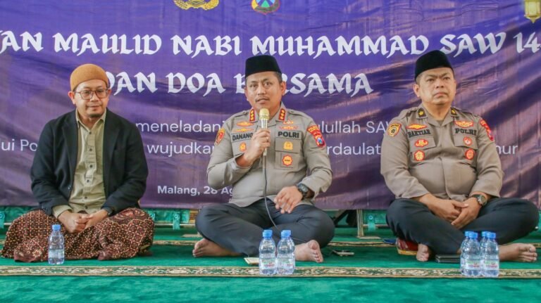 Peringati Maulid Nabi 1448 H, Polresta Malang Kota Ajak Driver Ojol Doa Bersama Kenang Setahun Kepergian Affan Kurniawan