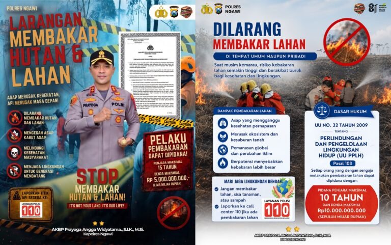 Polres Ngawi Keluarkan Maklumat Terkait Karhutla, Larang Keras Buka Lahan dengan Dibakar